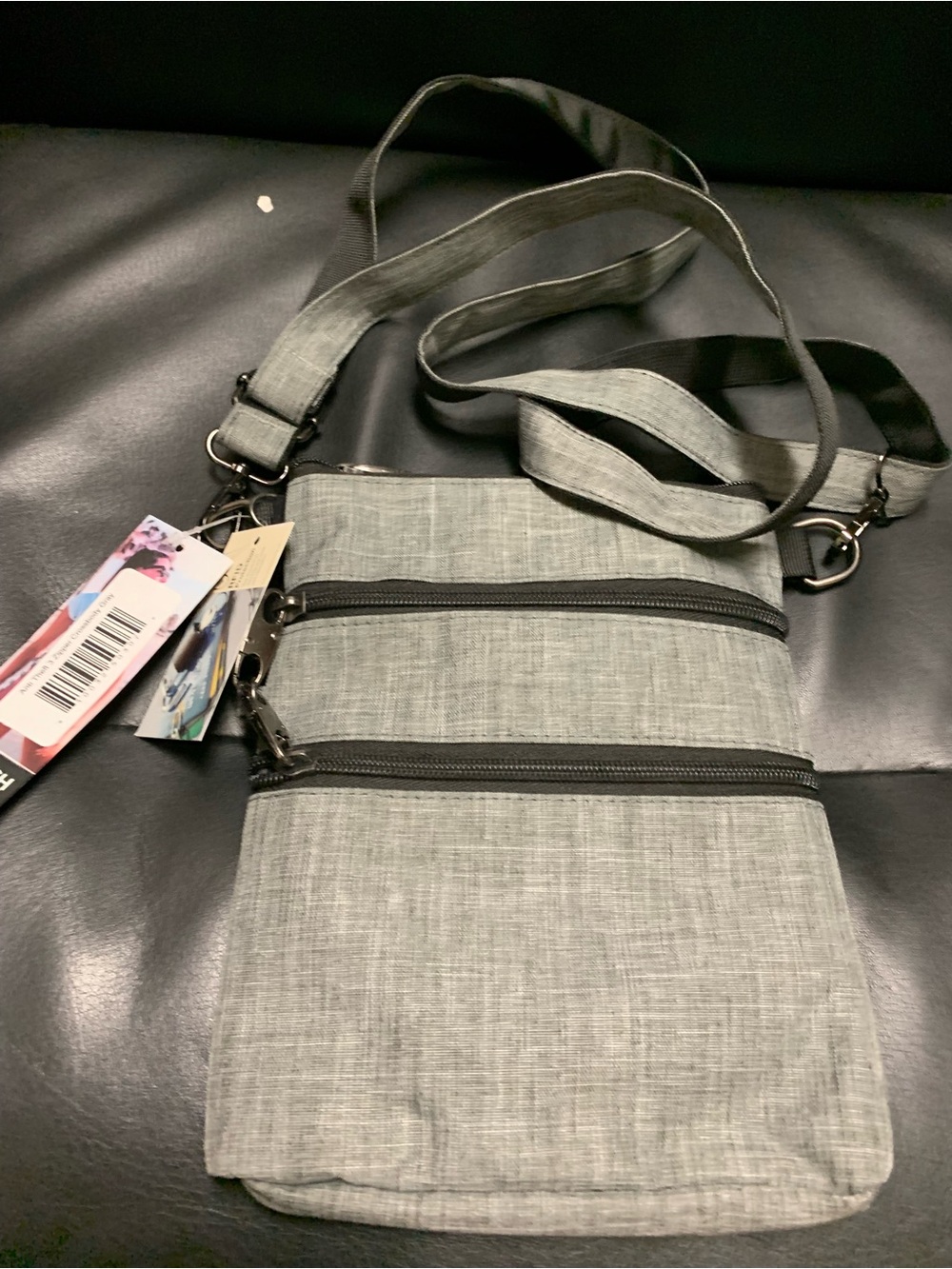 Gray Crossbody Organizer Bag Nupouch by Calla- Lightweight Everyday Carry